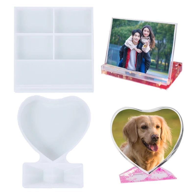

Love Heart Drop Glue Photo Frame Square Epoxy Silicone Mold DIY Handicrafts Home Decoration Crafts Desktop Photo Frame Ornament