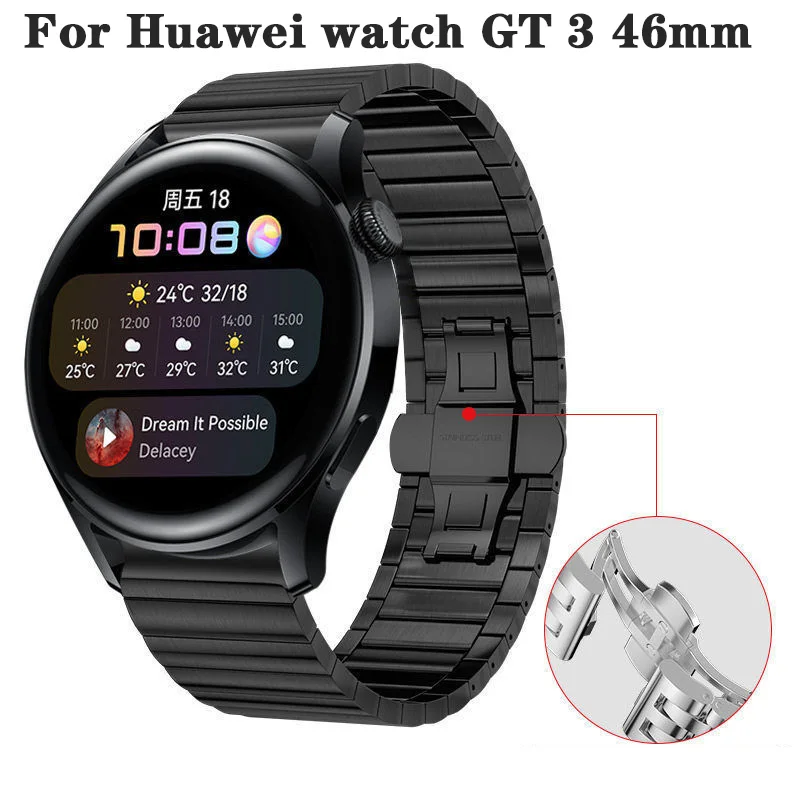 

Metal stainless steel watchband for Huawei GT 3 46MM Huawei watch GT 3 42MM bracelet smart For Honor Watch E2 Butterfly button