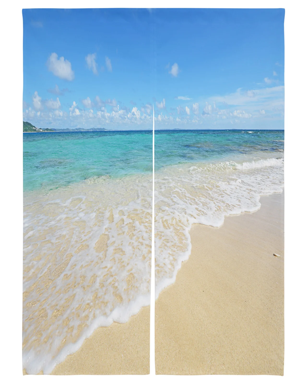

Beach Sand Landscape Spray Door Curtain Japanese Partition Kitchen Decorative Drapes Entrance Hanging Half-curtain