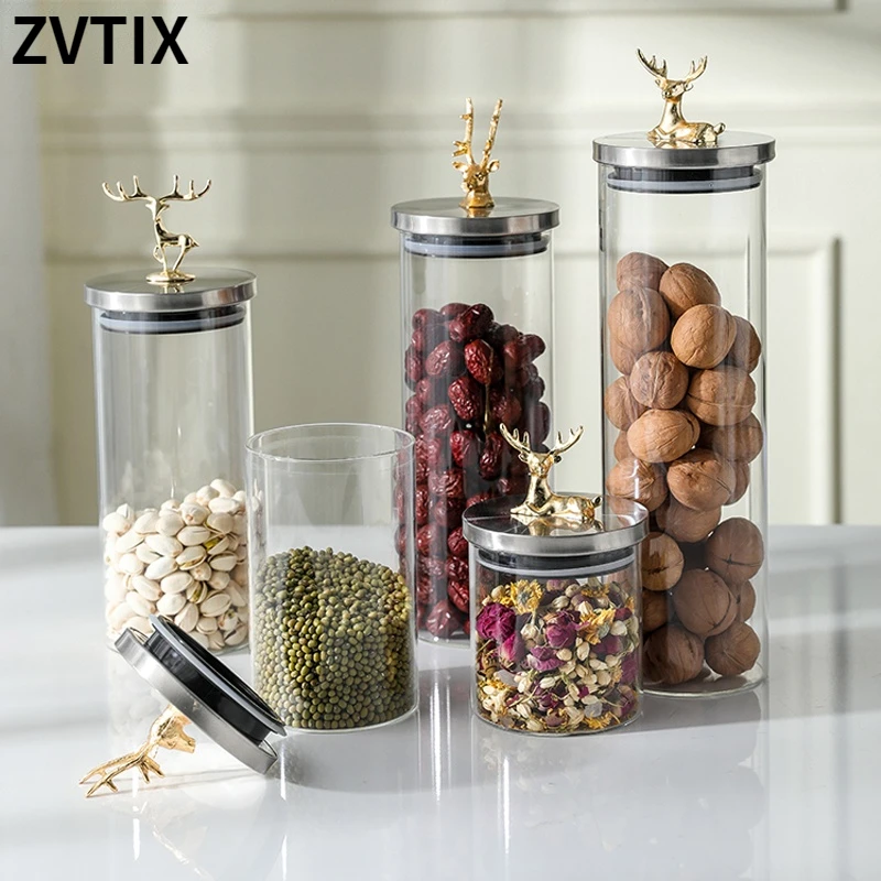 

Nordic Style Home Decor Modern Minimalist Light Glass Storage Bottles Coffee Jar With Lid For Spices Living Kitchen Container