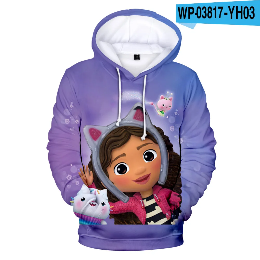 3-20Y Kids Gabbys Dollhouse Clothes Baby Boys 3d Colorful Print Sweatshirt Children Cartoon hoodie Teenager Girls Hip Hop Outfit