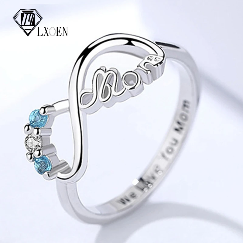 LXOEN Mom лучший подарок модное кольцо с цветком для женщин синим сердцем Hallow