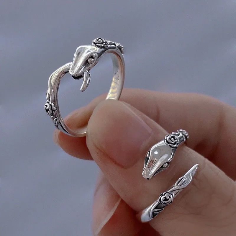 

New Gothic Retro Silver Dark High Love Festival Gift for Men and Women Snake Shaped Ring Handwear 2022 New Jewelry Accessories