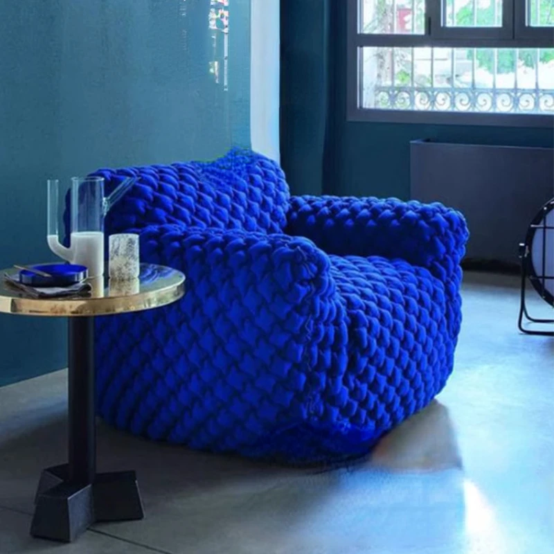 

Internet Celebrity Single-Seat Sofa Chair Blue Fat Living Room Minimalist Designer Model Klein Blue Lazy Sofa
