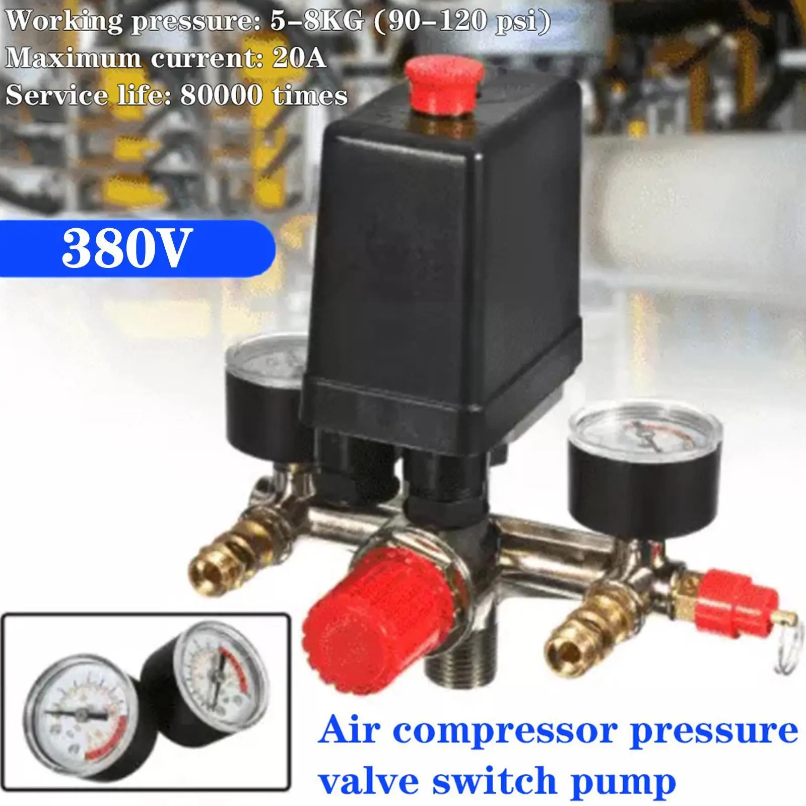 

Small Air Compressor Pressure Valve Switch Manifold Relief Bracket Assemblies Parts Regulator Gauges Manifold Z5W5