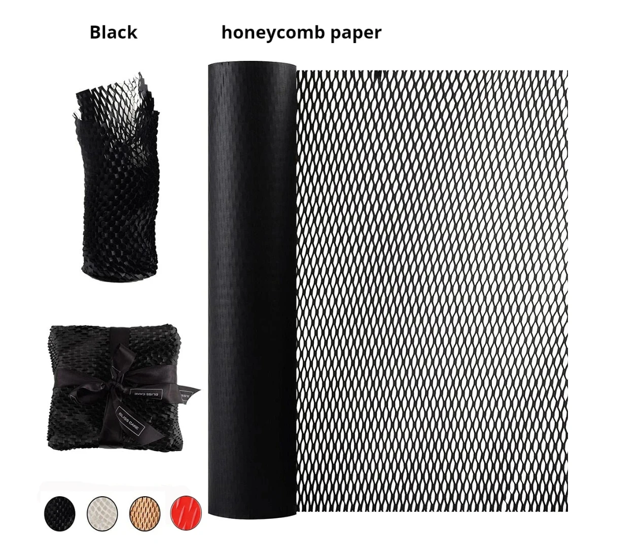 Черная сотовая бумага, используемая для подарочной упаковки букетов ...