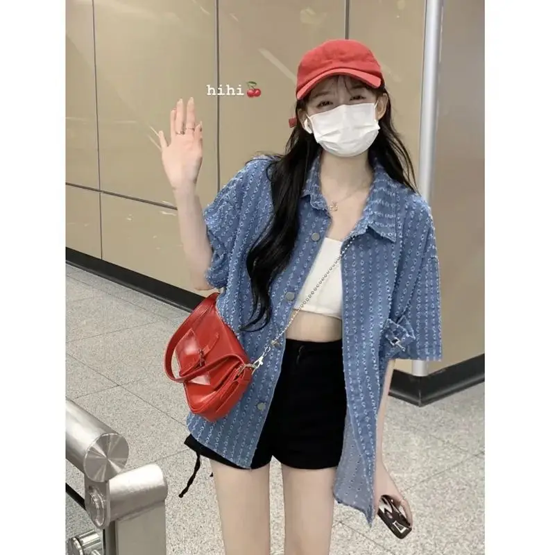 

Short Sleeve Shirts Fashion Woman Blouse 2023 Loose Women's Summer Tops Clothing Korea Stylish Luxury Clothes Trend Japan Shirt