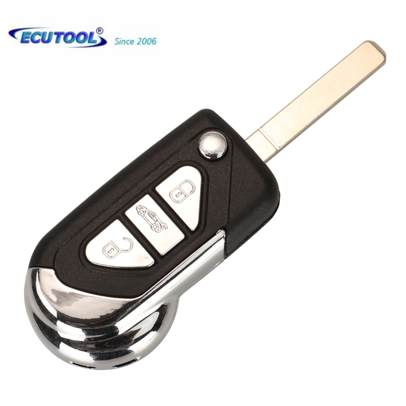 

ECUTOOL 3 Buttons Flip Remote Car Key Shell VA2 Folding Key Blade Uncut For Peugeot for Citroen DS3 CE0536 Model