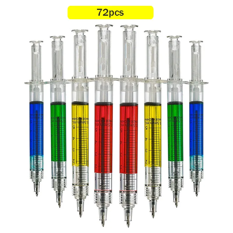 

72pcs Novelty Liquid Syringe Black Blue Ink Ball Pens Ballpoint Pen