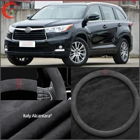 car interior protection case all seasons anti skid 15 black suede steering wheel cover for toyota highlander