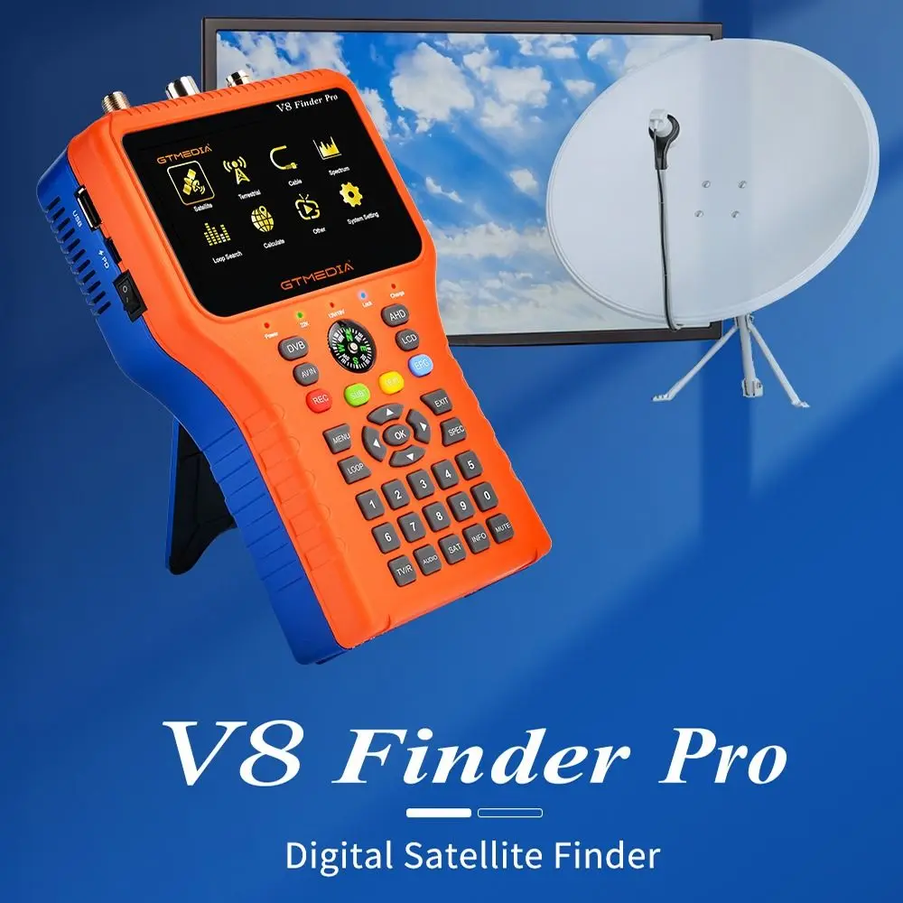 

GTMEDIA V8 FINDER PRO Satellite Signal Finder Meter DVB-S2/T2/C Combo HD Digital Satfinder H.265 HEVC MPEG-4 Terrestrial Signal