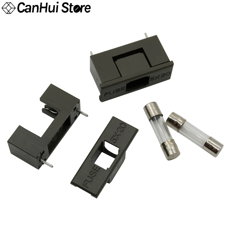 

10 ШТ Серый Держатель Предохранителя 5 * 20мм Монтаж на Панель PCB со Стеклянным Предохранителем 5x20мм 250В 0.2А 0.5А 1А 2А 3А 4А 5А 6А 7А 8А 10А