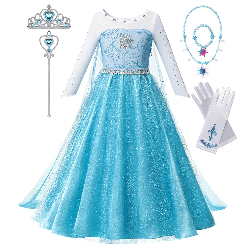 Детское платье Анны и Эльзы элегантный костюм принцессы для косплея Снежной