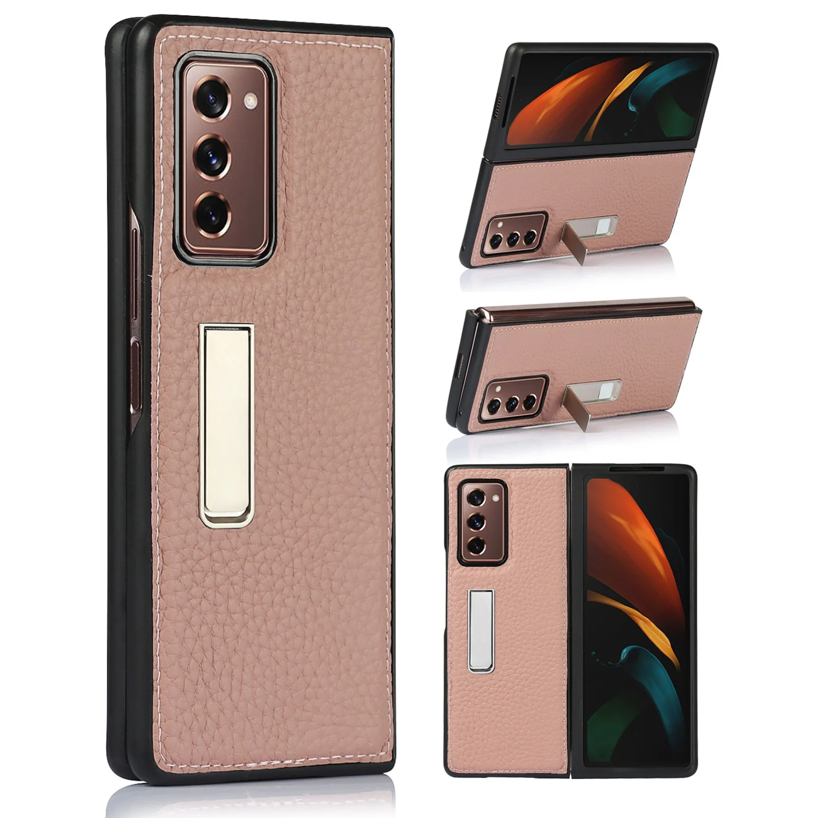 

Магнитный чехол с откидной подставкой и зернистой текстурой личи для Samsung Galaxy Z, складной чехол из искусственной кожи с эффектом складывания...