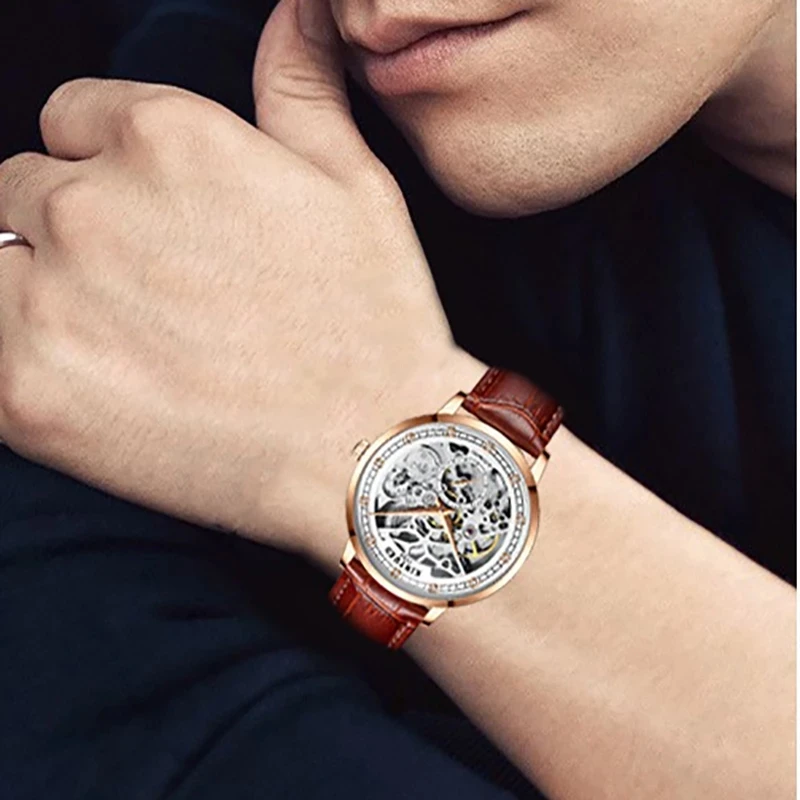 KINYUED Mechanical Lovers Watches Automatic Women Watch Men Waterproof Fashion Brand Couples Wristwatches Relojes Para Hombres