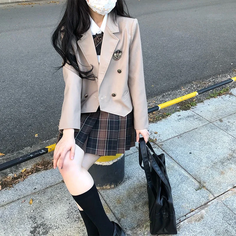 Японская куртка JK униформа блейзер женский костюм двубортный весенне-осенний