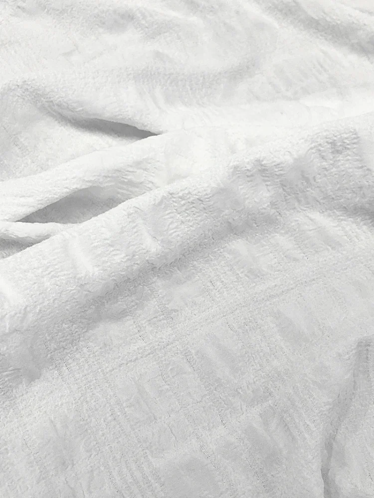 Плиссированная ткань с пузырьками летняя чистая белая бежевая модная одежда