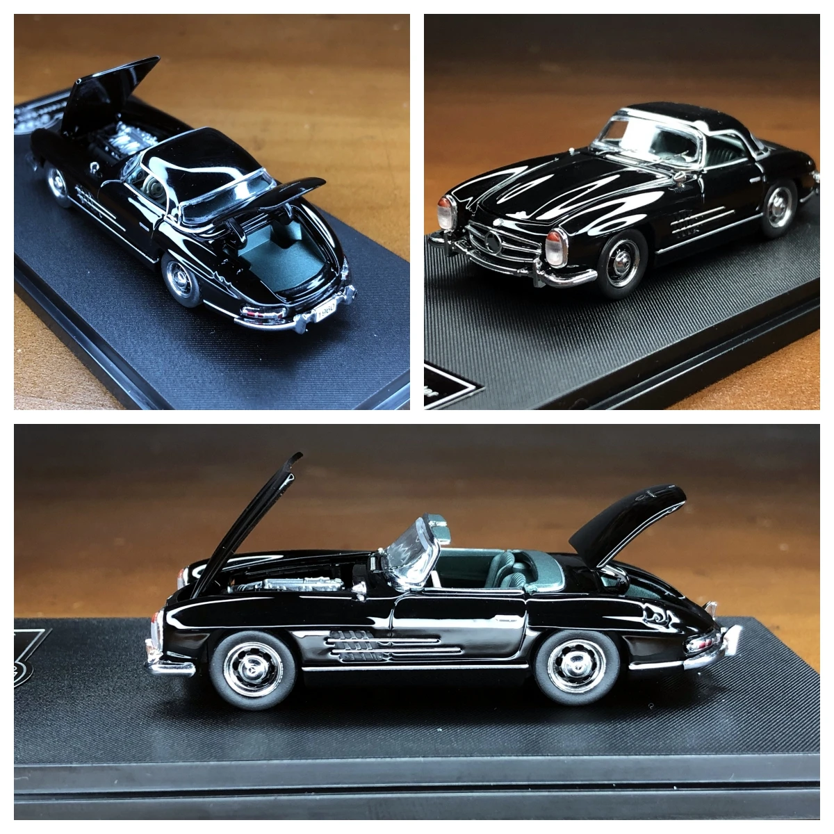 

GFCC 1:64 MB 300 SL Roadster Convertible Black Hardtop Diecast Model Car Collection Limited Edition Hobby Toys