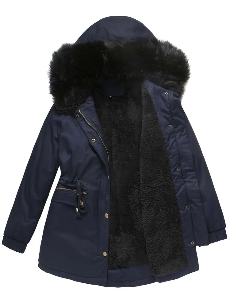 Winter Jackets Women Fur Collar 2022 New Russian Style Thick Warm Puffer Cotton Parkas Oversized Loose Hooded Fleece Snow Coat