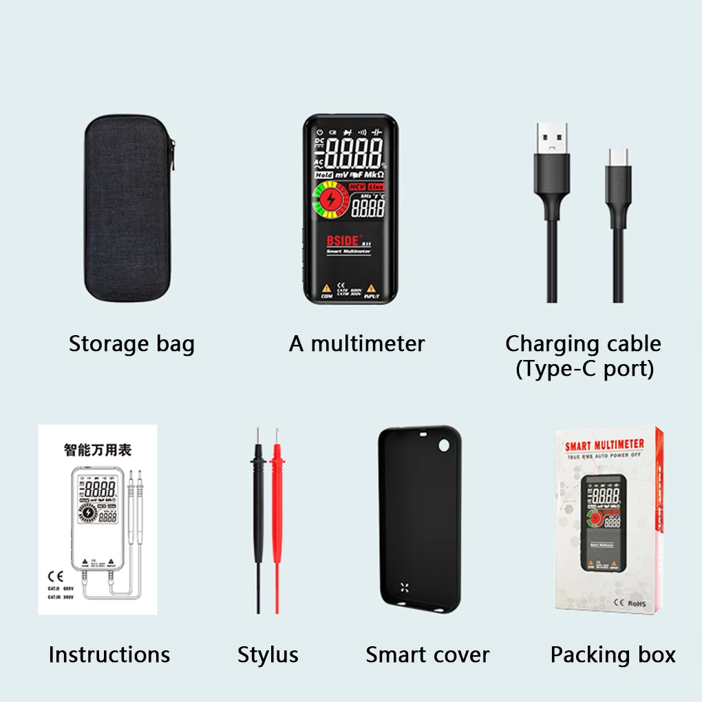 

Voltage Resistance 9999 Counts NCV Digital Multimeter AC DC Ohmmeter Auto Range Data Hold 620V Tester Handheld Meter