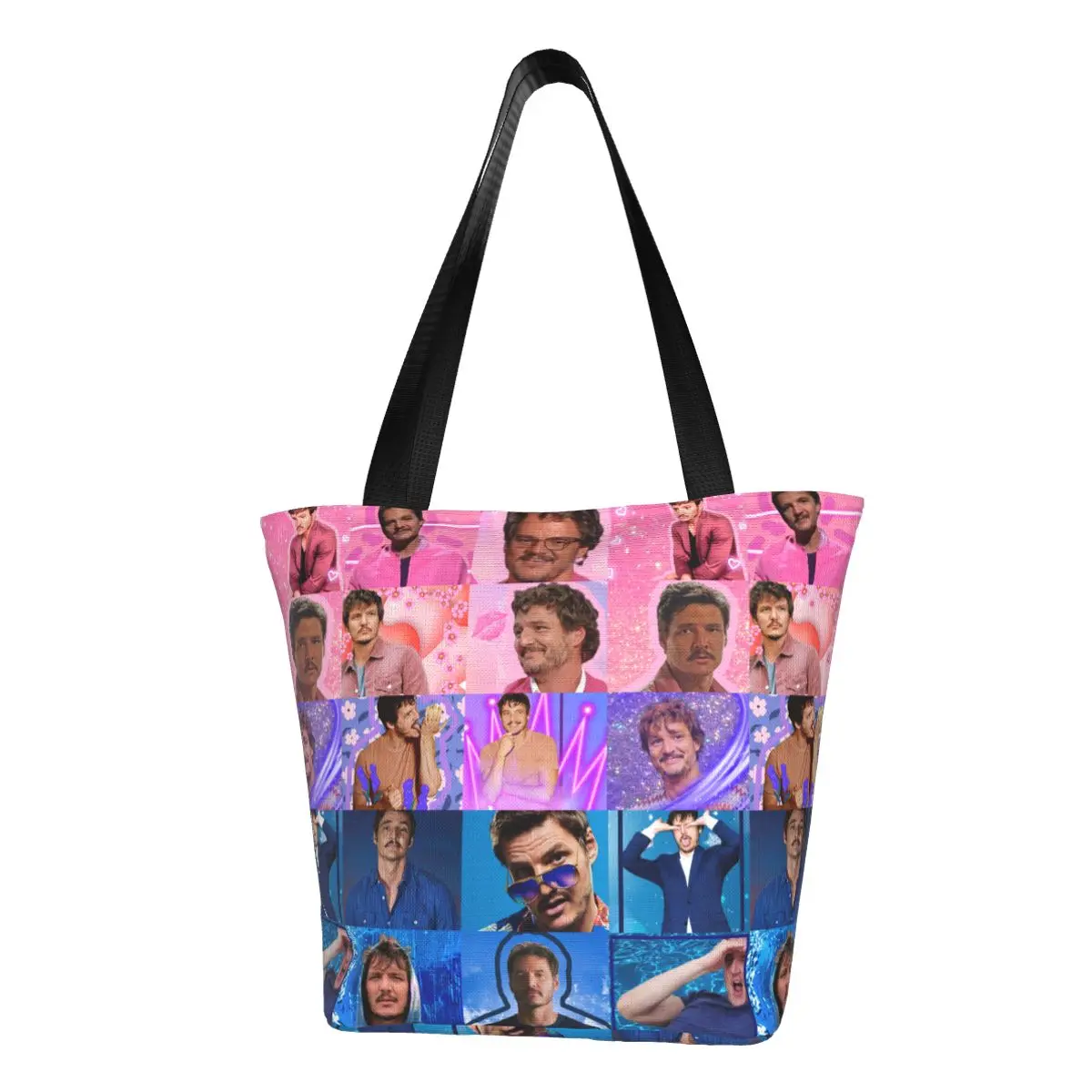 

Pedro Pascal Bisexual Pride Flag Grocery Tote Shopping Bag Women Cute Canvas Shopper Shoulder Bag Large Capacity Handbags