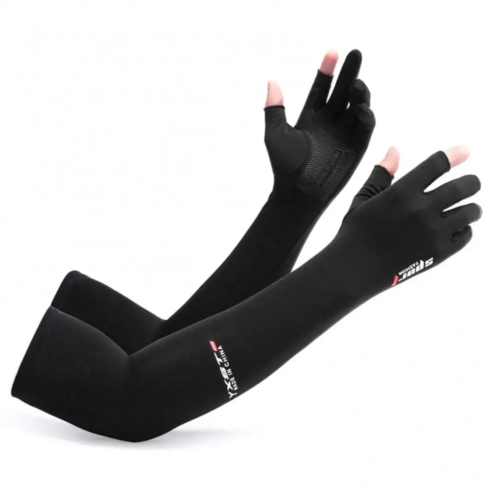 

2pcs Half-finger Gloves Summer Ice Silk Sleeves Outdoor Sports Driving Riding Fishing Sunscreen Cycling Arm Protection Sleeves