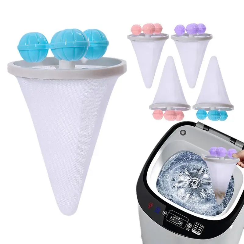 

Reusable Hair Filter Bags 5pcs Pet Hair Catcher For Laundry Food-grade Gauze Material Washing Machine Mesh Bag Hair Filter