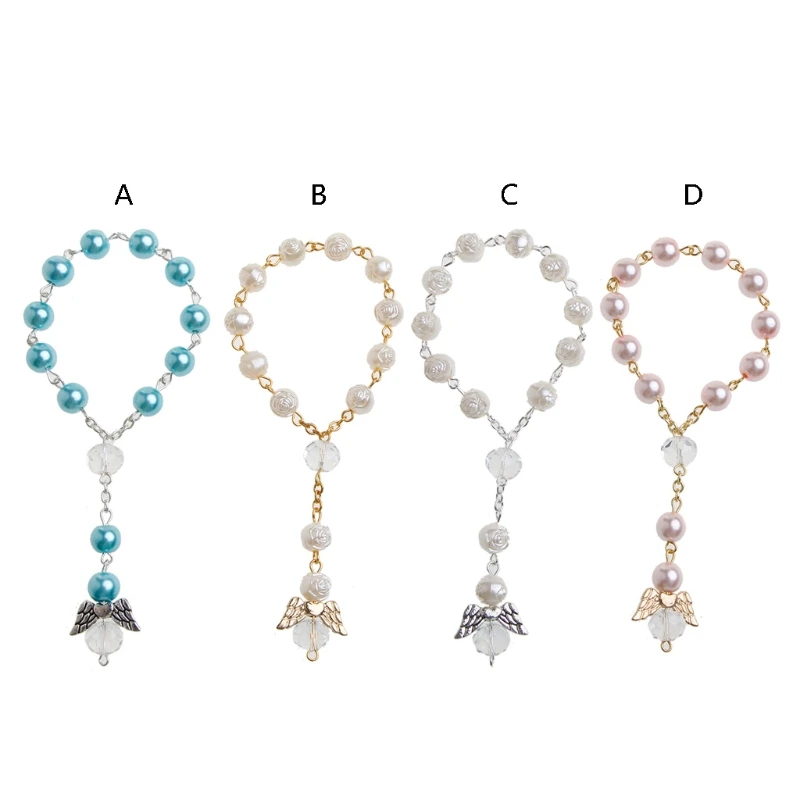 

Baptism Mini Rosaries with Angels 8mm Acrylic Rosary Beads Christening for The First Communion Baby Shower