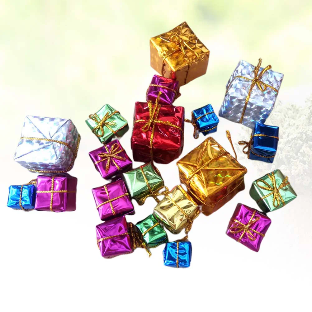 

Christmas Gift Boxes Ornaments Mini Tree Box Miniature Hanging Ornament Presents Decorations Wrapped Present Decoration Decor