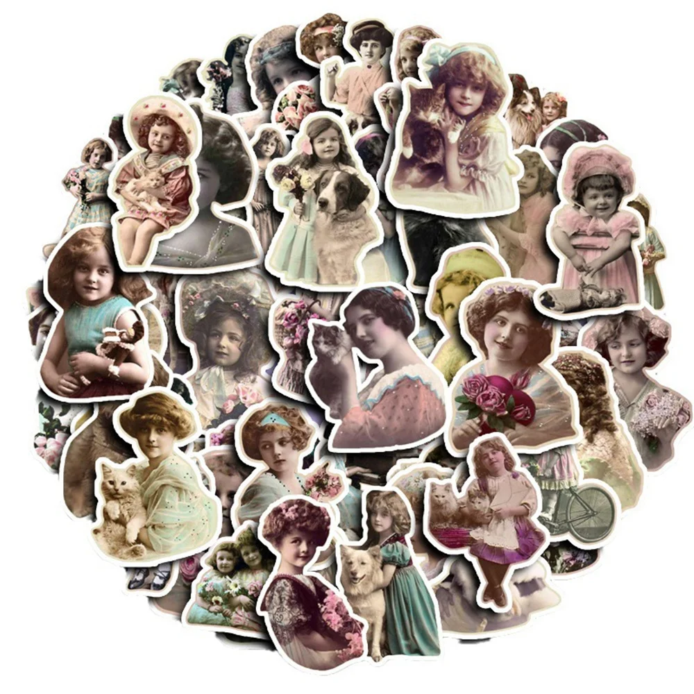 50 шт. стикеры в стиле ретро для девочек