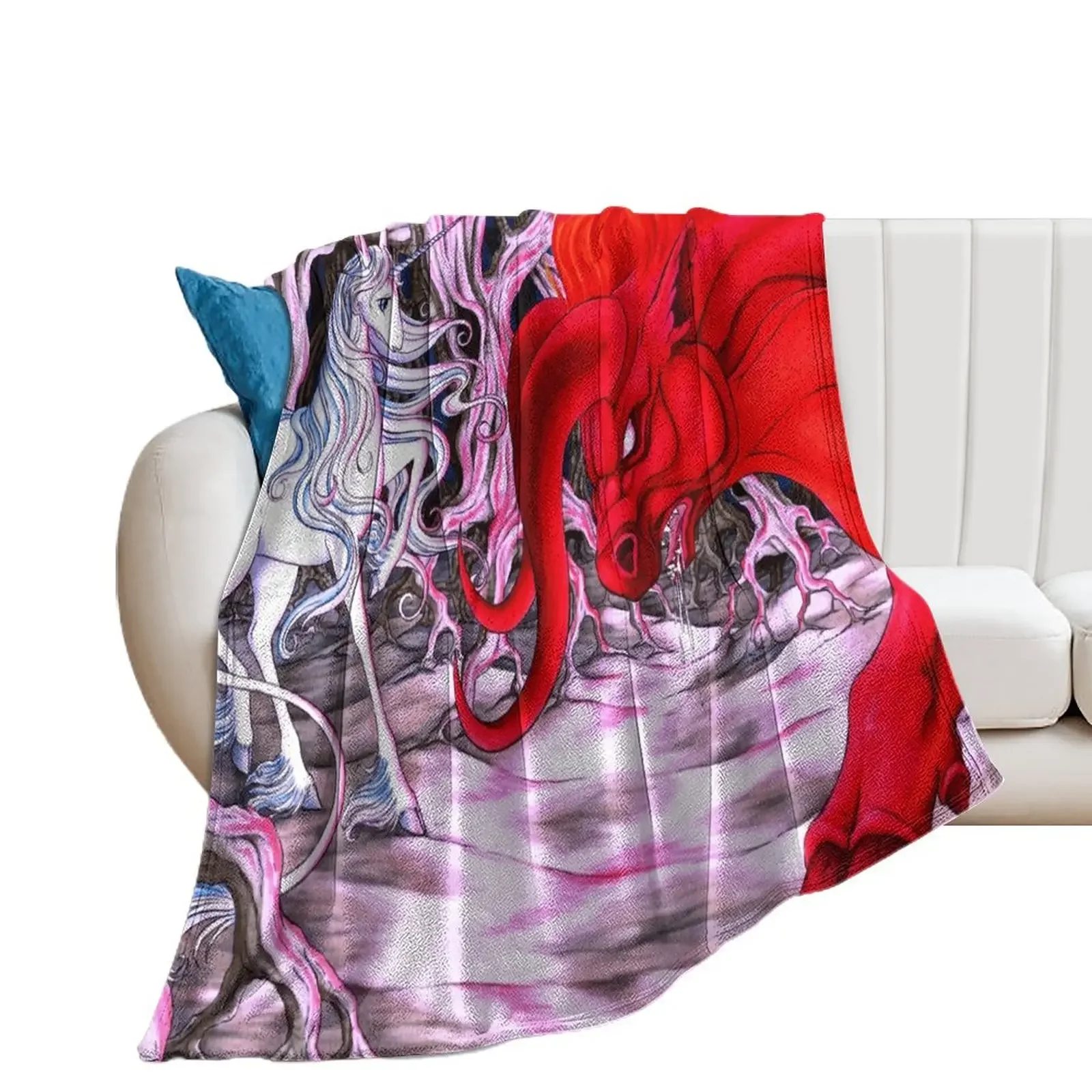 Одеяло в клетку с единорогом для косплея