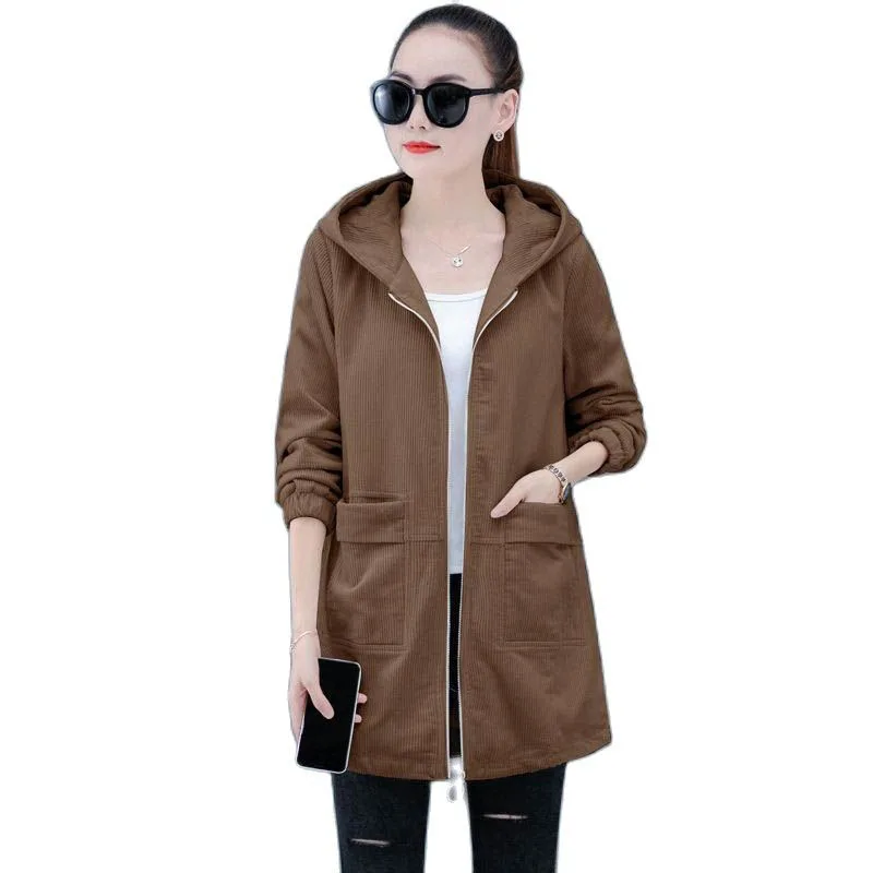 Вельветовая куртка для женщин весна-осень 2023 Женская Повседневная ветровка с