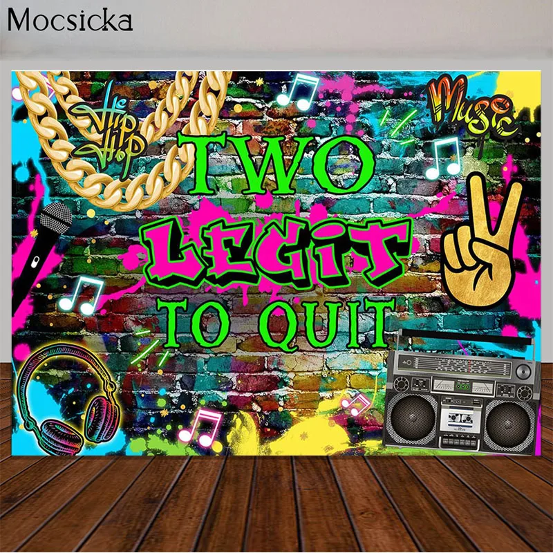 

Hip Hop 2nd Birthday Photography Backdrops Colorful Graffiti Brick Wall Background Retro Music Rock Party Banner Studio Props