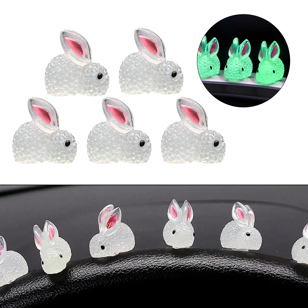 

5pcs Car Rabbit Ornaments Auto Interior Center Console Accessories Desktop Dolls Small Gifts Cake Baking Decorations Toys