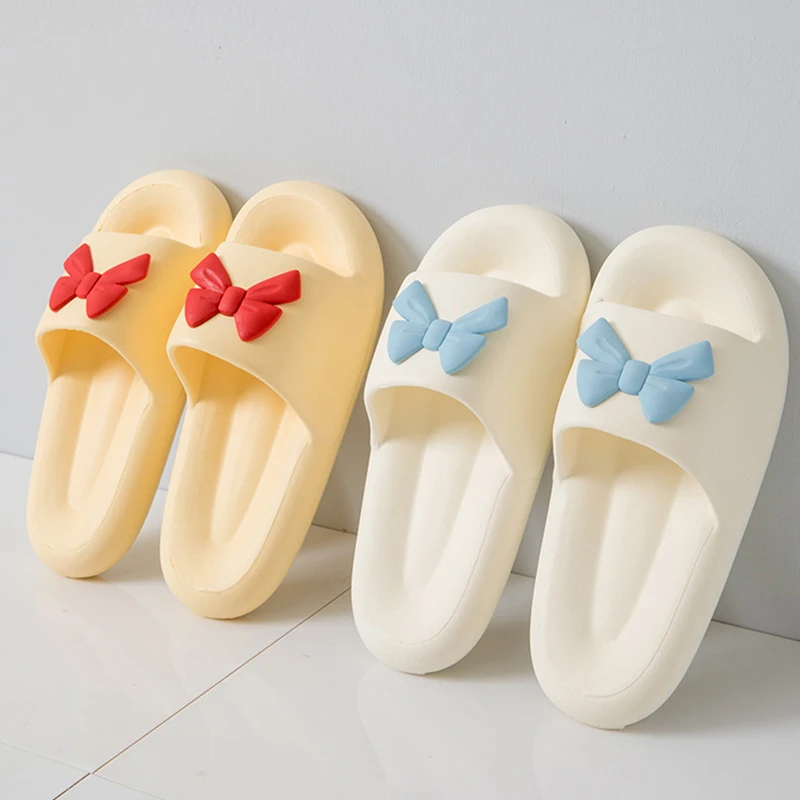 

Cute Girl Heart Bow-knot Princess Women Slippers Indoor Bathroom Slides Non-slip Soft Sandals 2022 Summer New Woman Shoes