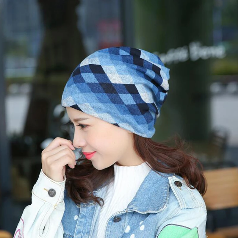 

Women Winter Knit Running Cap Polyester Casual Sports Cap Women Slouchy Beanie Hats Two Used Female Scarf Cap Fashion Beanies
