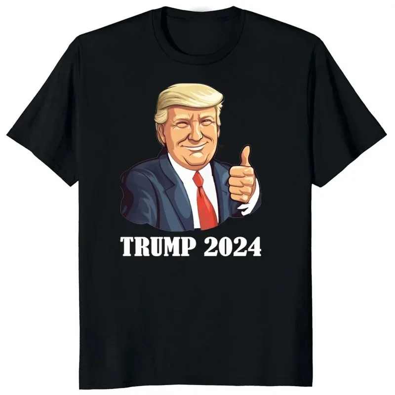 Мужская И Женская Хлопковая Футболка С Изображением Trump 2024 Повседневная