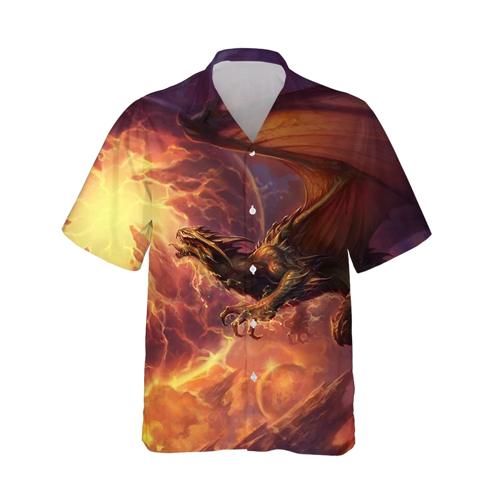 

New 3D Harajuku Hawaiian Shirt Men 3d Dragon Printed Summer Hip Hop Vintage Fashion Clothes Mens Shirts Loose Tops Streetwear