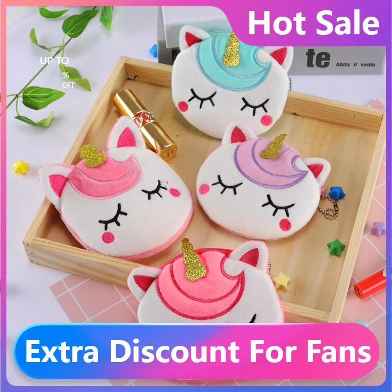 

Модный новый мультяшный женский кошелек для монет с единорогом, милый Овальный мини-кошелек для монет на молнии для детей и девочек, кошелек...