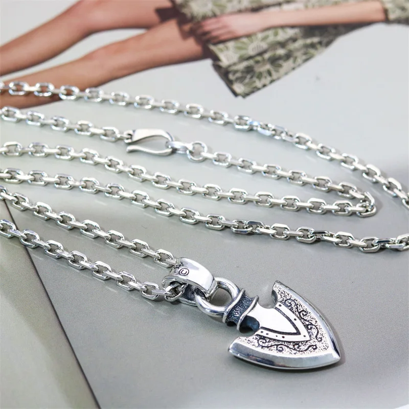 

Old punk style couple necklace shield sweater chain