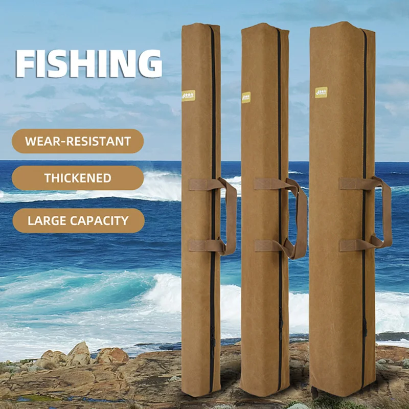 

125 138CM Fishing Bag Canvas Outdoor Sports Fishing Rod Shoulder Bag Waterproof Fish Pole Lure Tools Storage Handbag Case