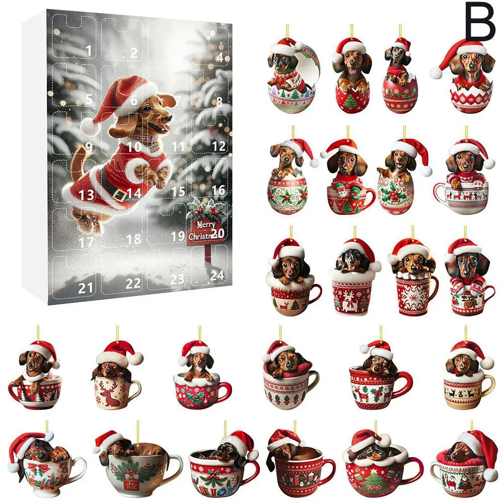 Таксы 24-дневный рождественский календарь обратного отсчета с орнаментом в виде