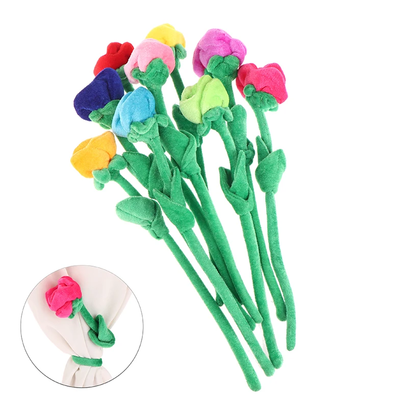 

32cm Cartoon Rose Flower Stuffed Soft Plush Toy Creative Curtain Buckle Home Decoration Christmas Valentine's Day Gift For Girls