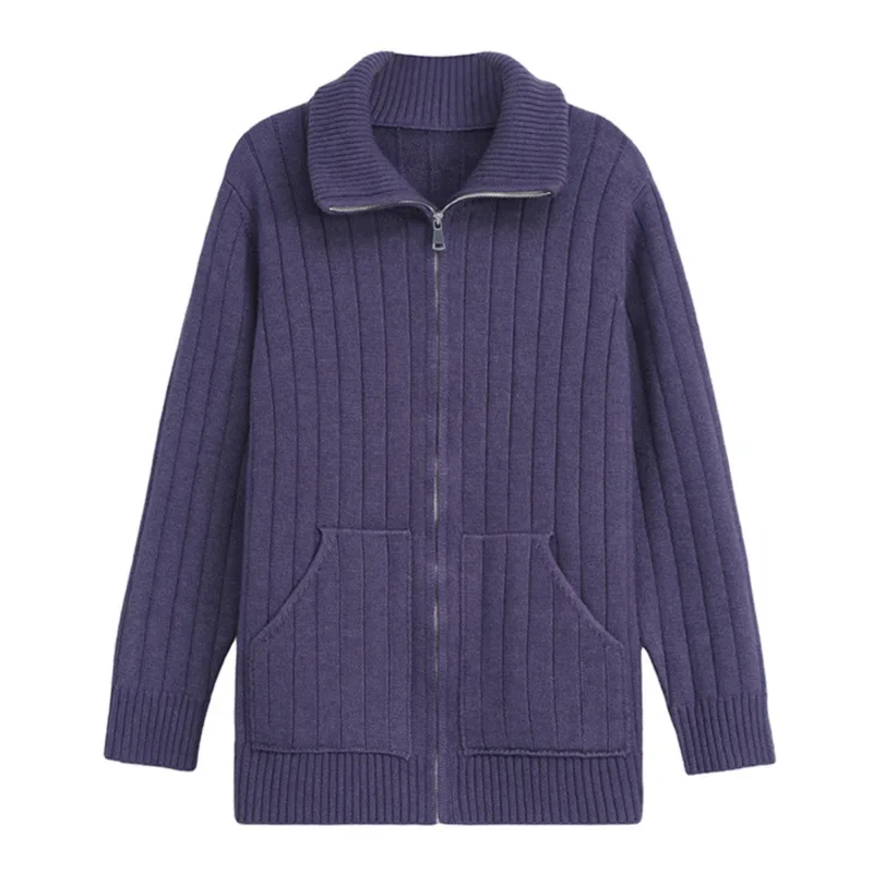 Новинка 2024 женский вязаный кардиган-поло/черепашка высококачественный свитер на