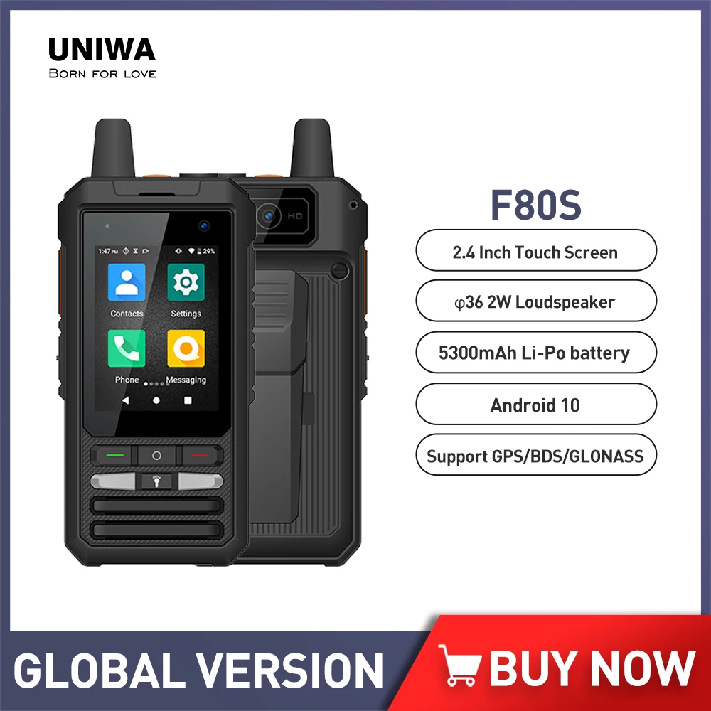 

UNIWA F80S POC Walkie Talkie Smartphone 1GB RAM 8GB ROM 2.4 inch Android 10 4G Rugged Phone Spreadtrum SL8541E Quad Core SOS