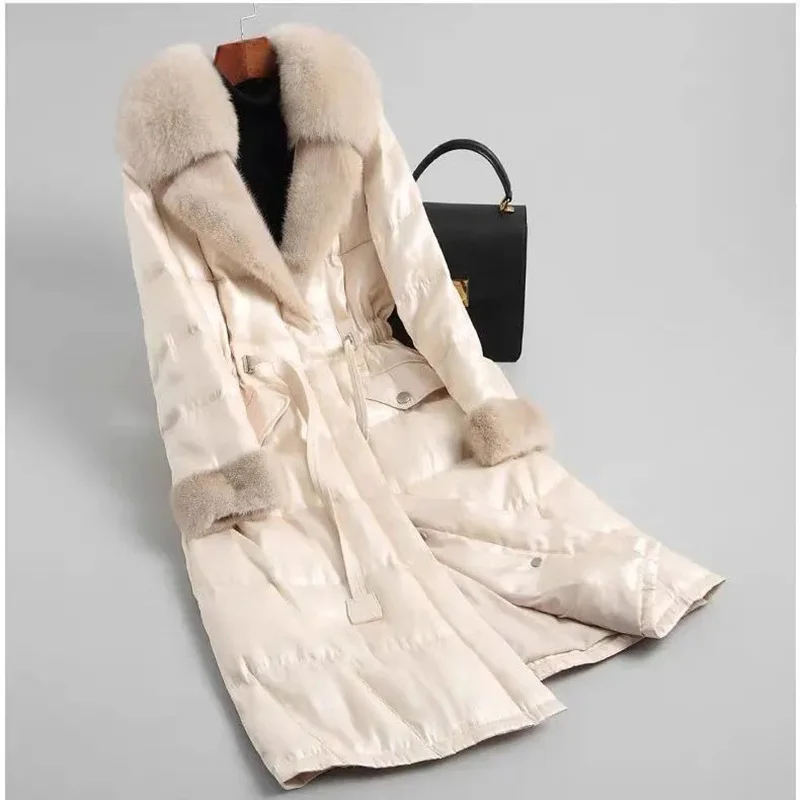 Down Cotton Jacket Women 2022 Winter New Large Size Waist Thick Fur Collar Padded Jacket Fashion Slim Versatile Casual Parkas