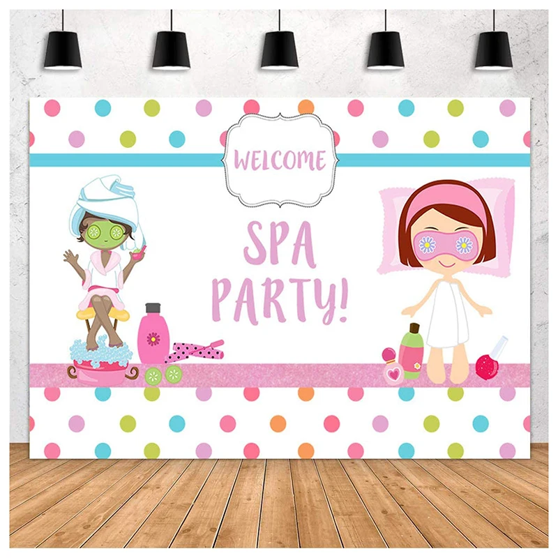 

Customized Spa Party Makeup Salon Slumber Backdrop Paris Photo for Girl Sweet 16 Birthday Pink and Gold Dessert Table Banner