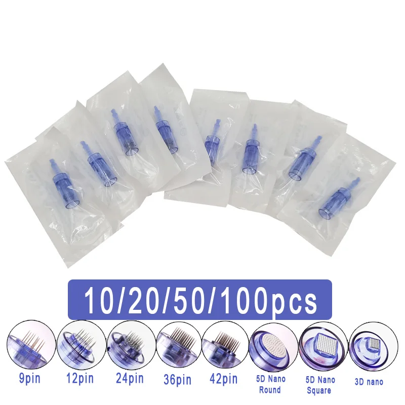 

10/20/50/100Pcs Dr Pen A6 Needle Cartridge For Derma Pen ULTIMA M5 M7 A1 A10 E30 N2 MYM 9pin 12Pin 24pin 36Pin 42pins Round Nano