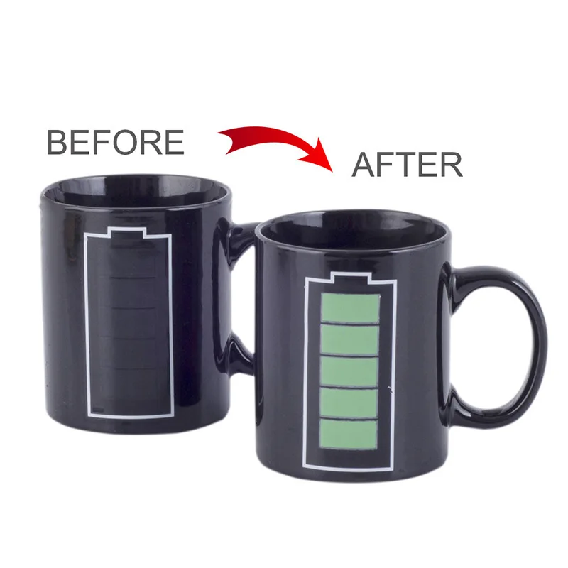 

Ceramic color changing cup: Battery bulb changes color when it meets heat; water cup: Ceramic Mug