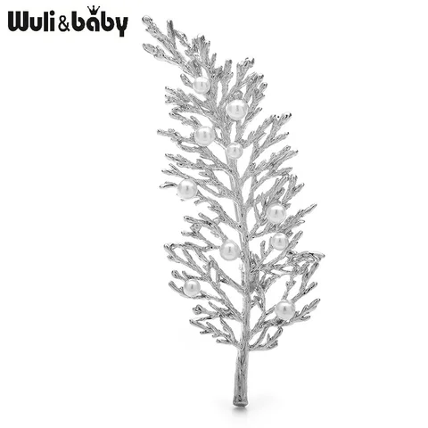 Броши Wuli&baby с жемчужными листьями